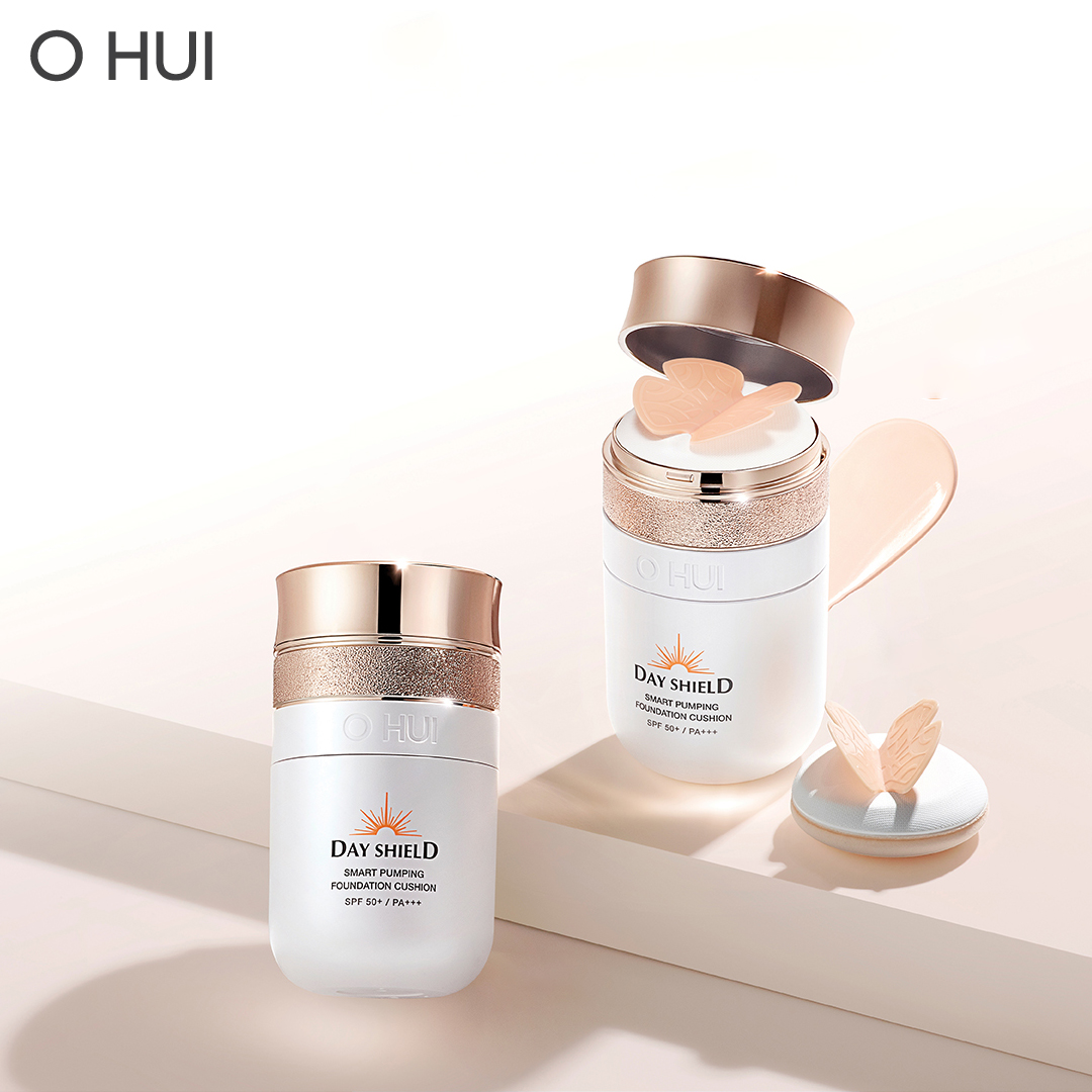 Phấn nước chống nắng che khuyết điểm OHUI Day Shield Smart Pumping Foundation Cushion SPF50+/Pa+++ 30ml màu 01 sắc da sáng