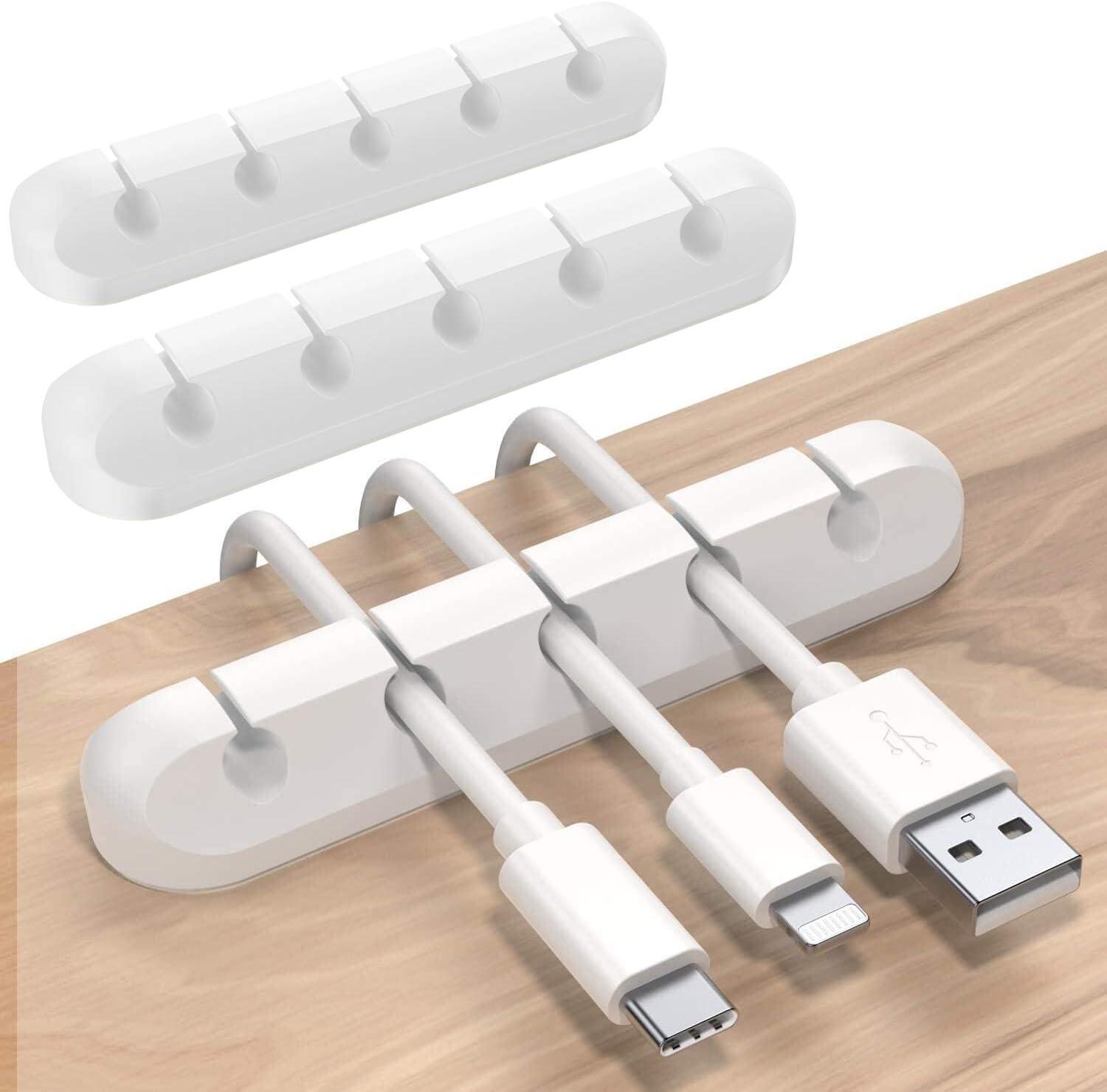 Kẹp giữ cáp silicon tự dính cho cáp sạc USB trên máy tính để bàn, bàn cạnh giường ngủ, dây nguồn, cáp chuột, PC, văn phòng, gia đình.