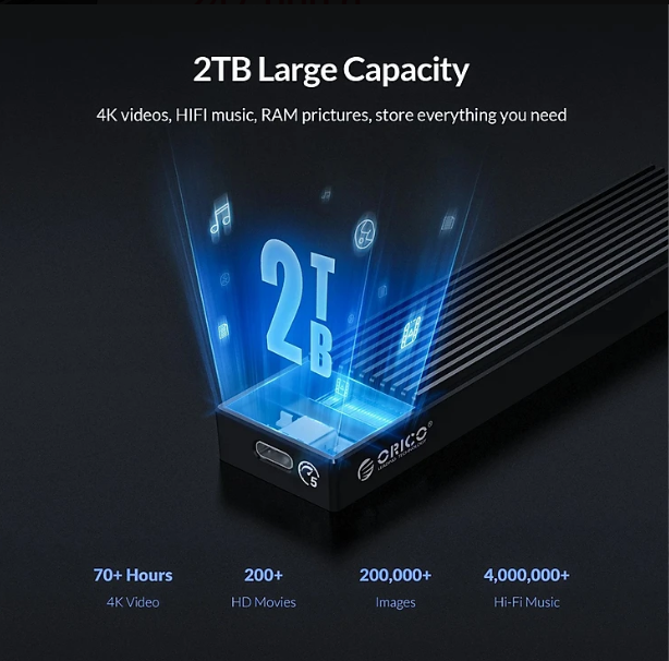 Hộp ổ cứng M.2 SSD USB 3.1 Gen 1 ORICO M2PF-C3-BK - Đen - Hàng chính hãng