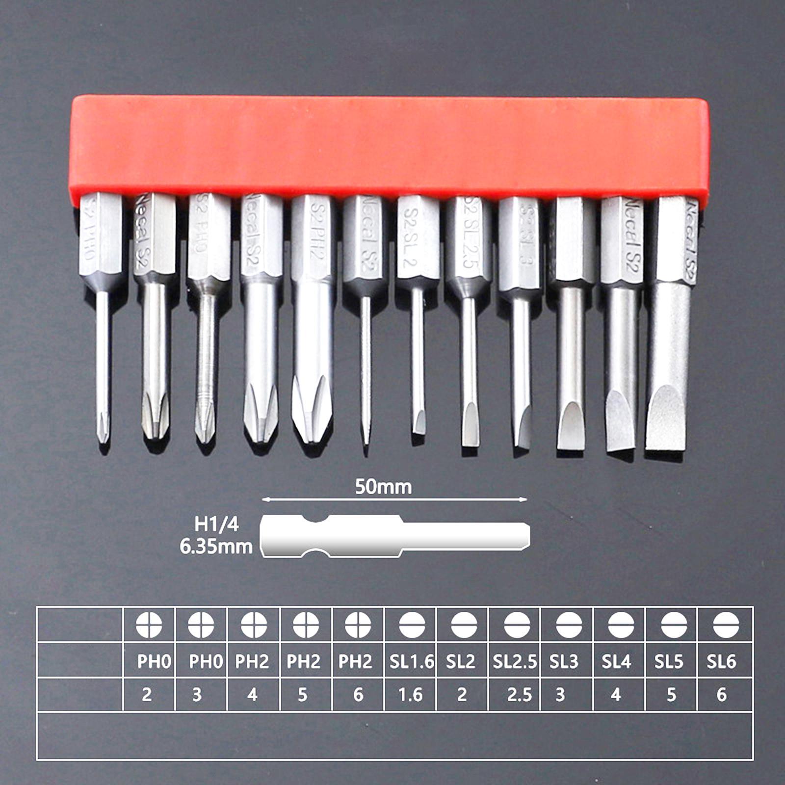 12x Magnetic Screwdriver Bit Set 1/4 inch Hex Shank for Computer Watch