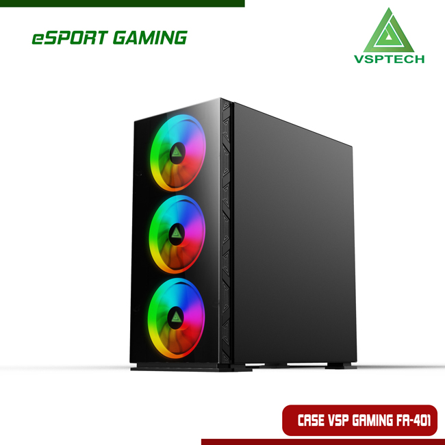 Vỏ máy tính Case VSP FA 401 (ATX, M-ATX, ITX) - Kính cường lực (Tặng 4 FAN RGB) - Hàng chính hãng TECH VISION phân phối