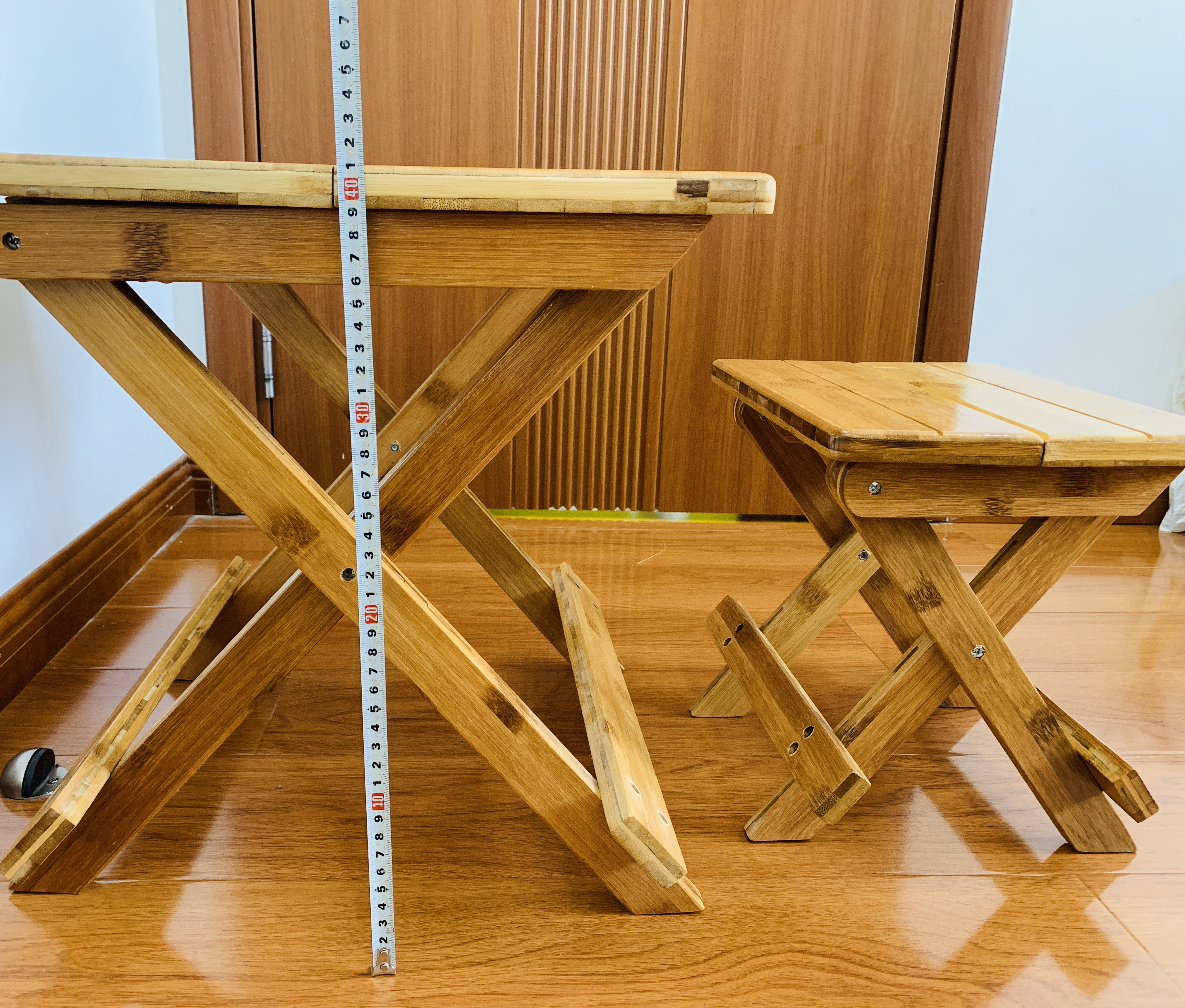 Bàn gỗ gấp xếp mini gấp gọn để được cốp ô tô bằng gỗ Tre Tự Nhiên Màu Vàng Vân gỗ Tre rất đẹp, Dùng để di du lịch,dã ngoại - Bàn gỗ gấp gọn đi dã ngoại du lịch