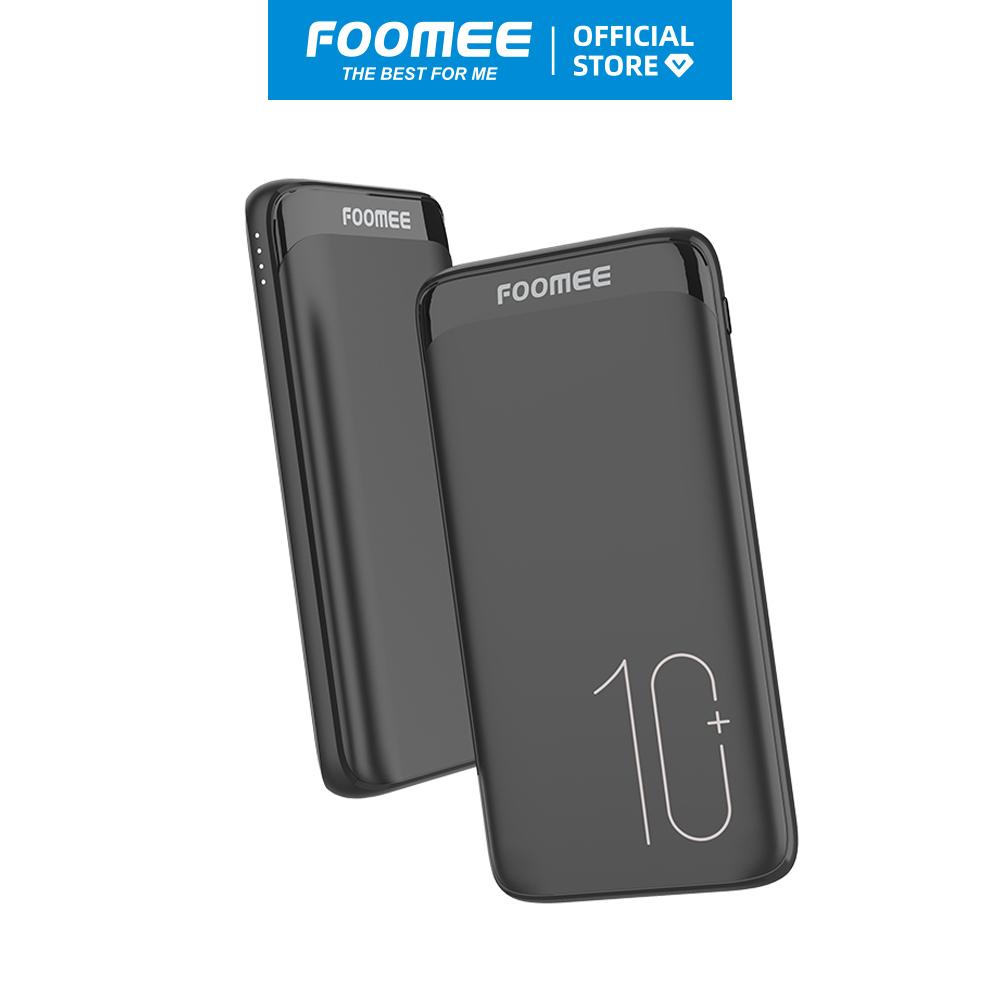 Pin Sạc Dự Phòng 10000mAh FOOMEE RB10 - Sạc Nhanh 2.1A - Đen/Trắng/Xanh Lá - Hàng Chính Hãng