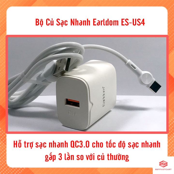 Củ Sạc nhanh Bộ Earldom QC 3.0 ES - US4 - Hàng chính hãng