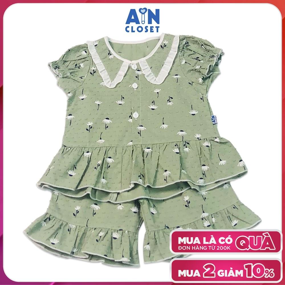 Bộ quần áo lửng bé gái họa tiết hoa Bồ công nền xanh cotton hạt - AICDBGLKPACM - AIN Closet