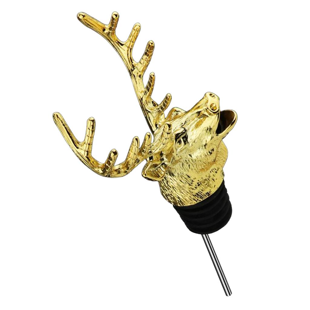 2PCS Deer Head Unique Wine Bottle Caps Wine Aerators Liquor Pourer Bar Tool