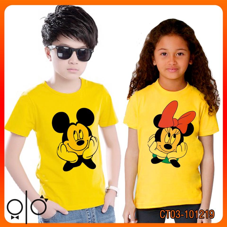 Áo Thun Bé Trai Hình Cặp Đôi Chuột Mickey Mouse Minnie Mouse Disney Tết 2020