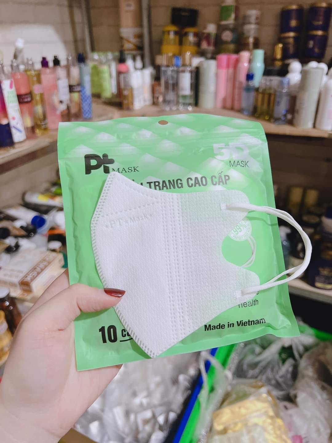 Combo 100 Cái Khẩu Trang 3 Lớp Kháng Khuẩn 5D PT MASK - Màu Trắng