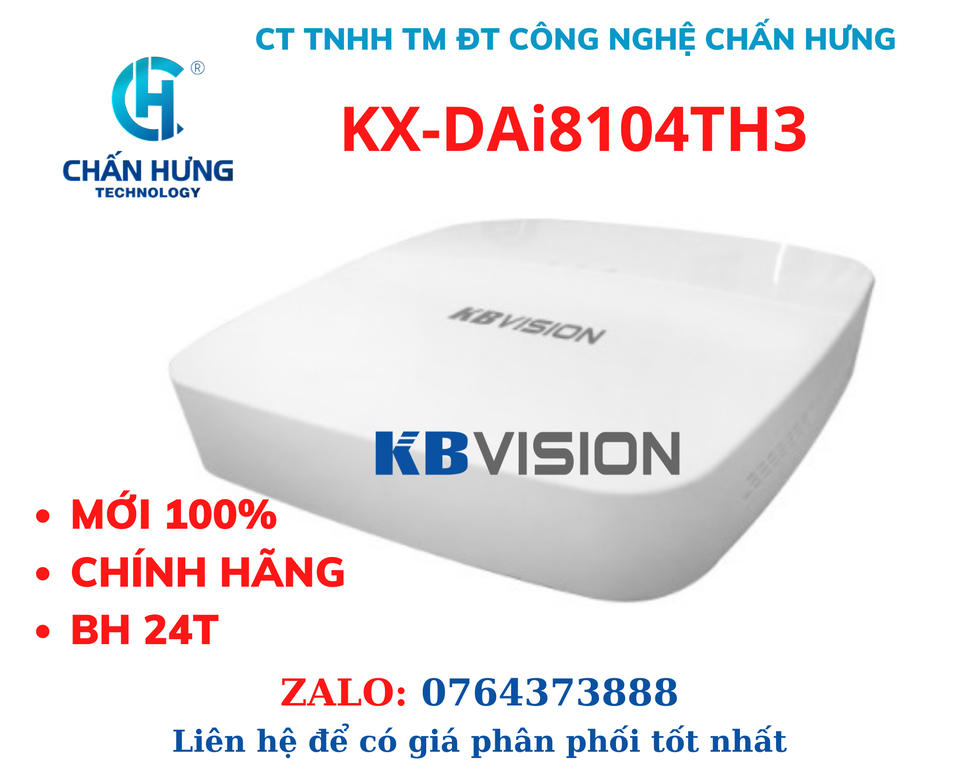 Đầu ghi hình 4 kênh 5 in 1 KBVISION KX-DAi8104TH3 - HÀNG CHÍNH HÃNG