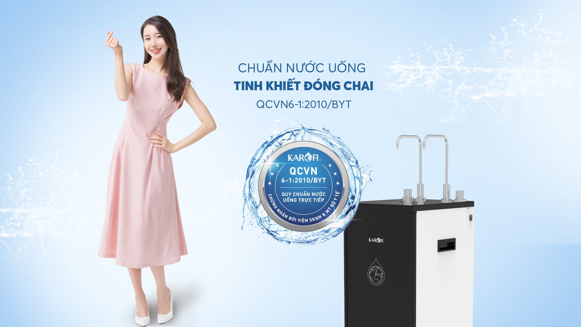 Máy lọc nước nóng nguội 10 lõi lọc Smax Karofi KAH-D10 - Hàng chính hãng