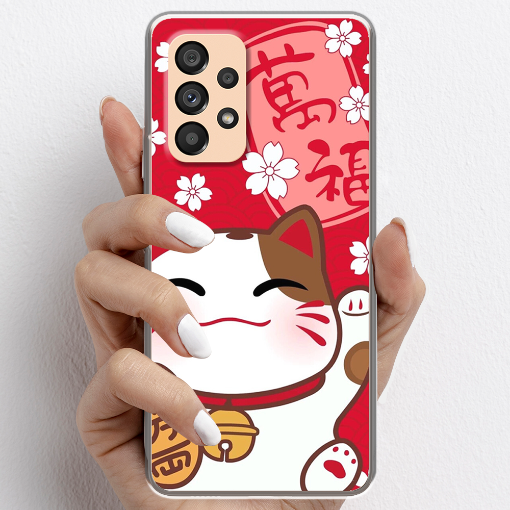 Ốp lưng cho Samsung Galaxy A72, Samsung Galaxy A73 5G nhựa TPU mẫu Mèo thần tài