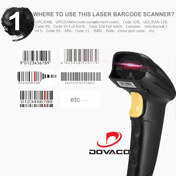 Máy quét mã vạch Barcode YHD-8200 (1100L 1D) đầu đọc mã vạch tia Laser 1D hỗ trợ kiểm soát Háng Hóa (Hàng Chính Hãng)