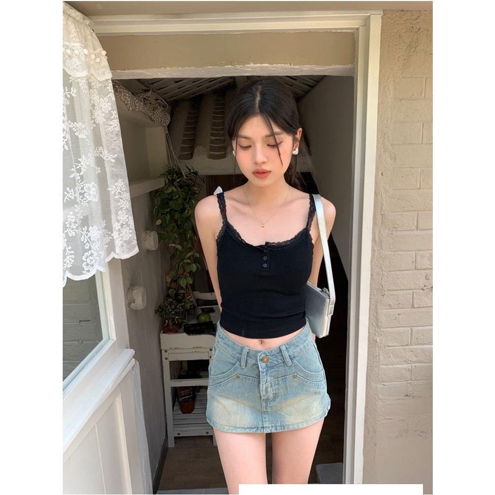 Áo Bra 2 dây VIỀN REN ở cổ và dây, ngực 3 cúc, áo tanktop chất liệu thun gân tăm, cogiãn ôm dáng, hàng QC có đệm ngực, nhiều màu Nữ Women Cotton Dáng Ngắn
