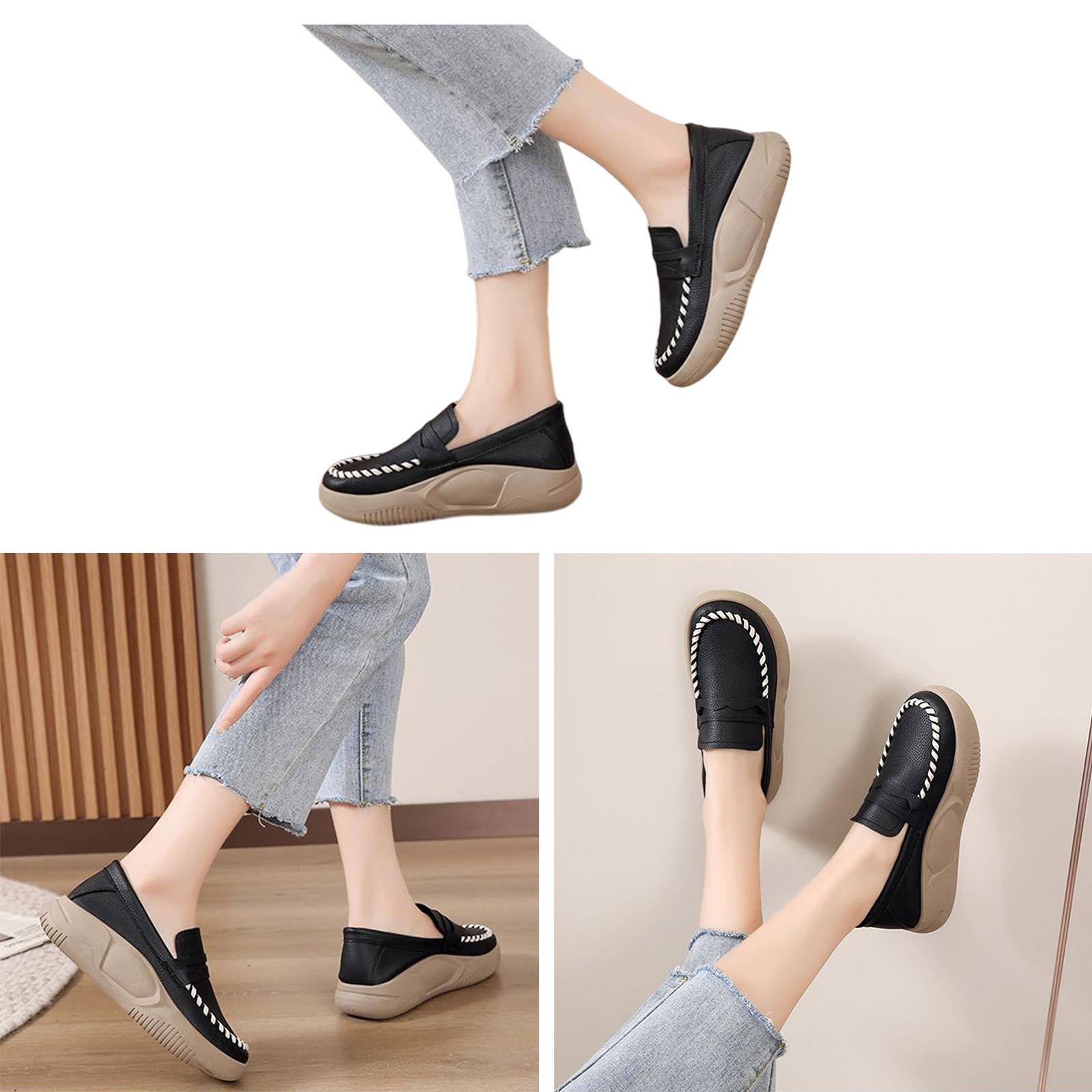 Women Casual Shoes Comfortable Fashion Thick Bottom Slip on Platform for Outdoor Walking