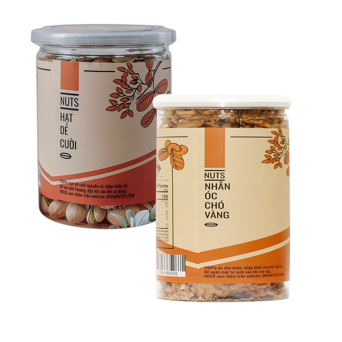 COMBO SIÊU TIẾT KIỆM -  1 Hũ Hạt Óc Chó DK Harvest 200g + 1 Hũ Hạt Dẻ DK Harvest 250g