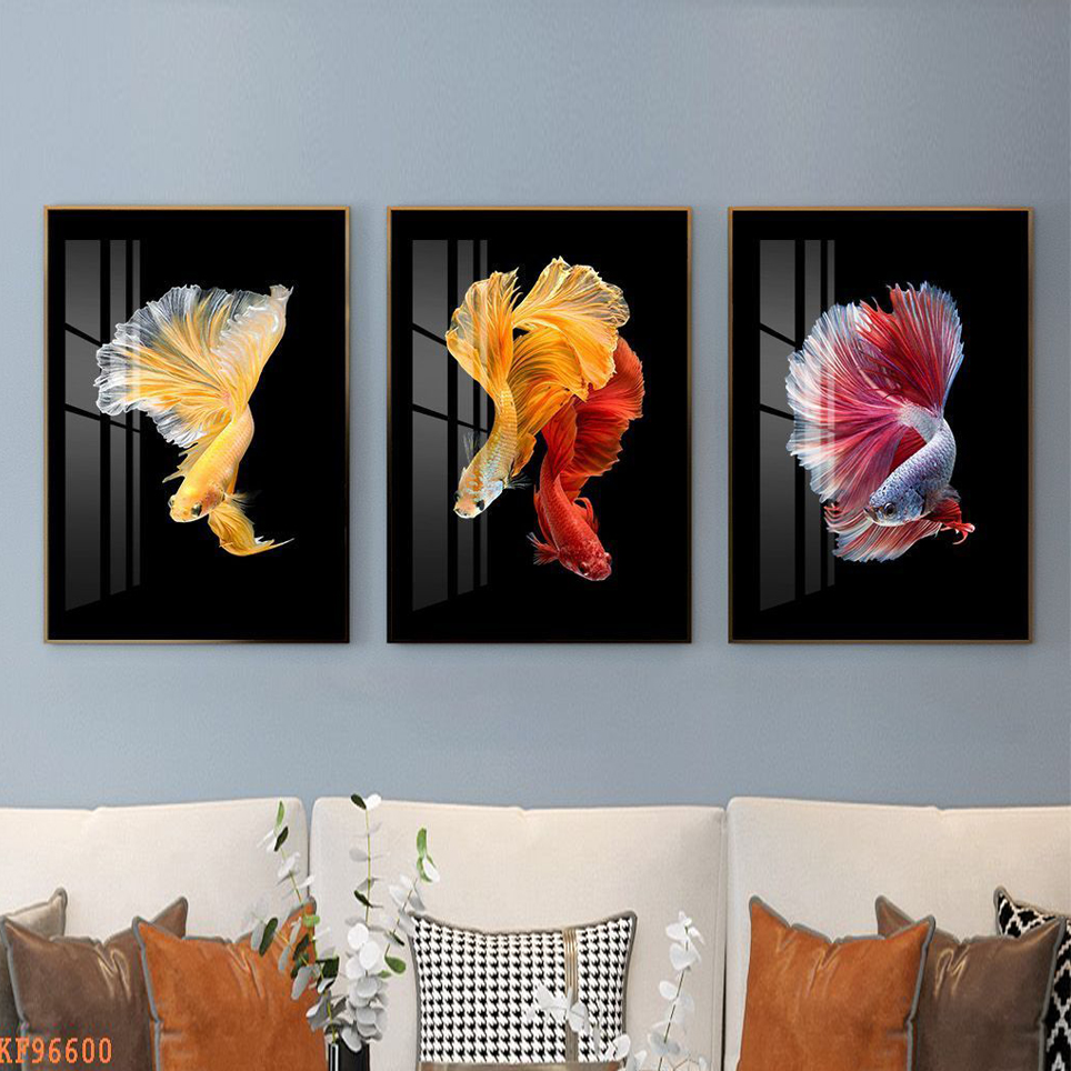 Tranh Bộ 3 In Vải Canvas Sang Trọng - Tranh Cá Nghệ Thuật Tuyệt Đẹp