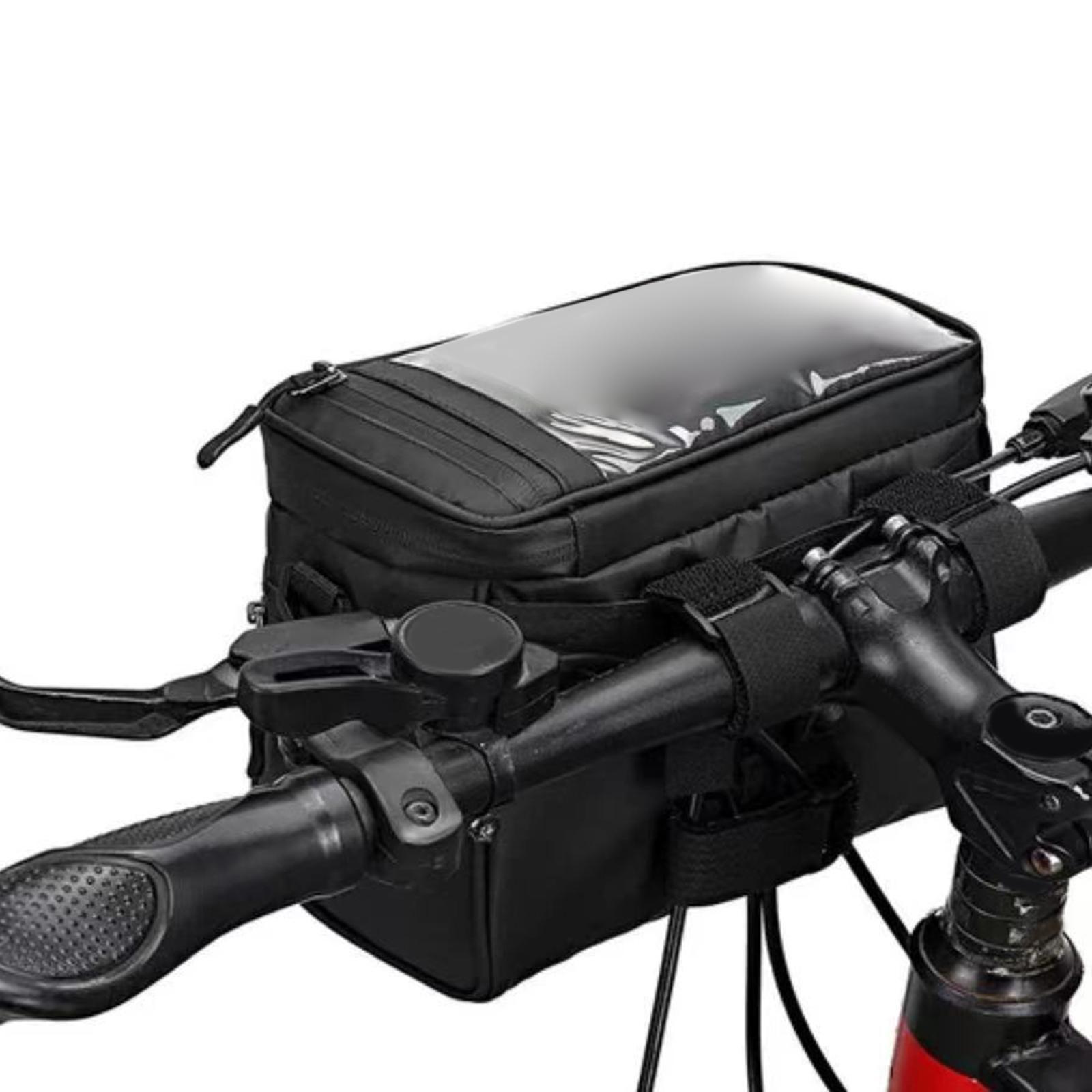 Bike Handlebar Bag Waterproof Front Bag Phone Bag with Touch Screen Shoulder Strap