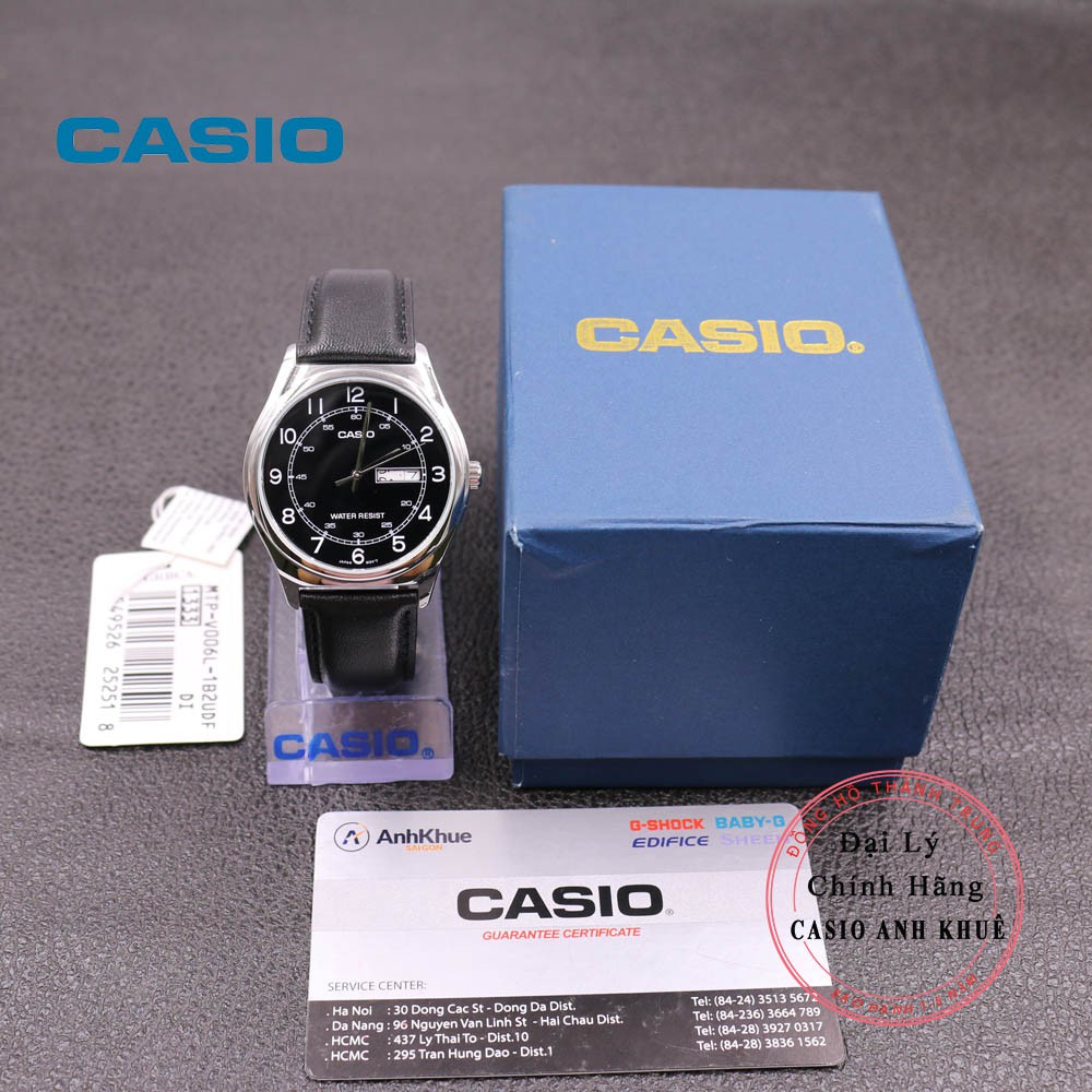 Đồng Hồ Nam Casio MTP-V006L-1B2 Dây Da Đen