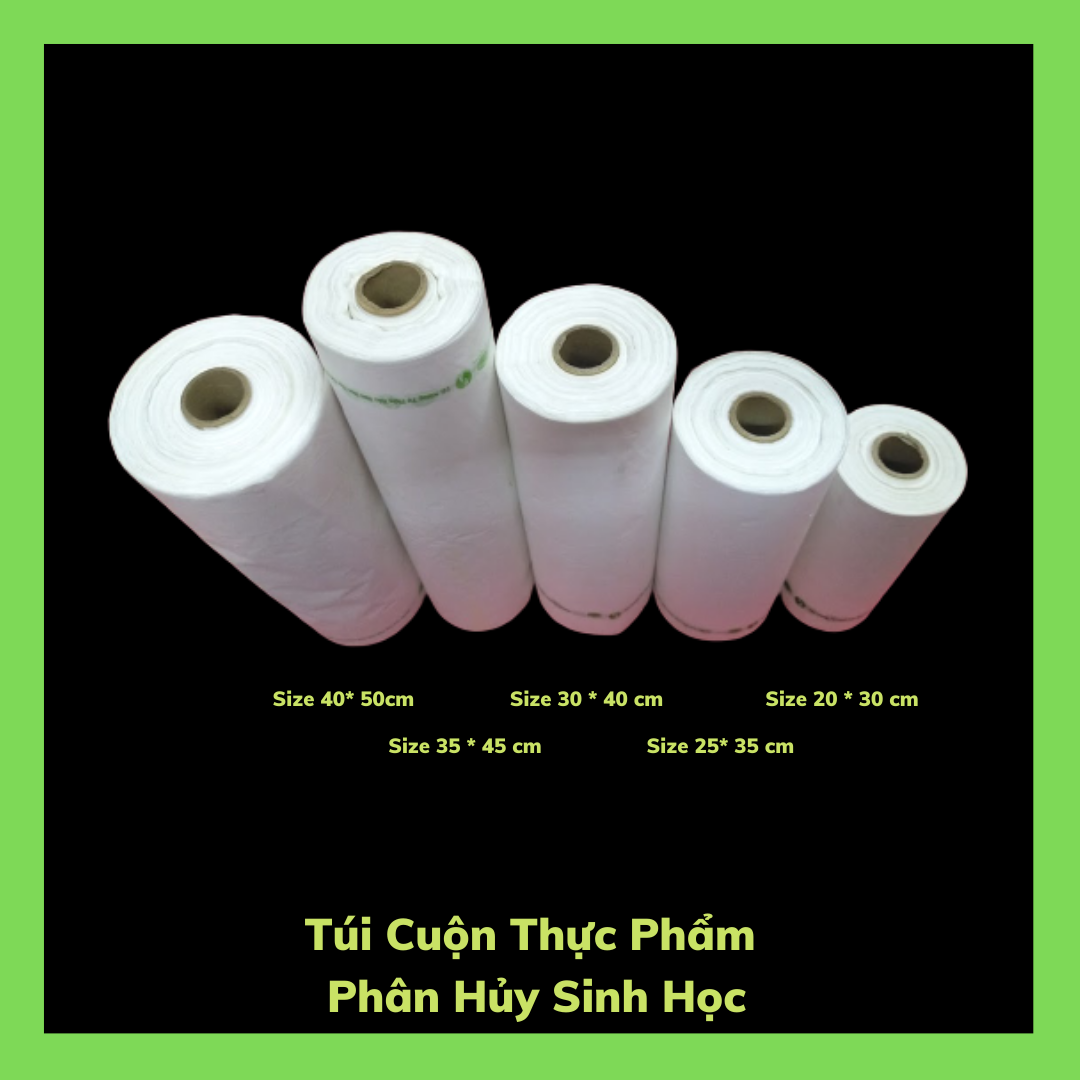 Sét 2 Kí Túi Ni Lông Đựng Thực Phẩm - Phân Hủy Sinh Học - Dạng Cuộn - Màu Trắng Sữa - 4 size /Set  2 Kilograms Of Bio-Degradable Nylon Food Bags - In Roll - Color Milky White - 4 Sizes