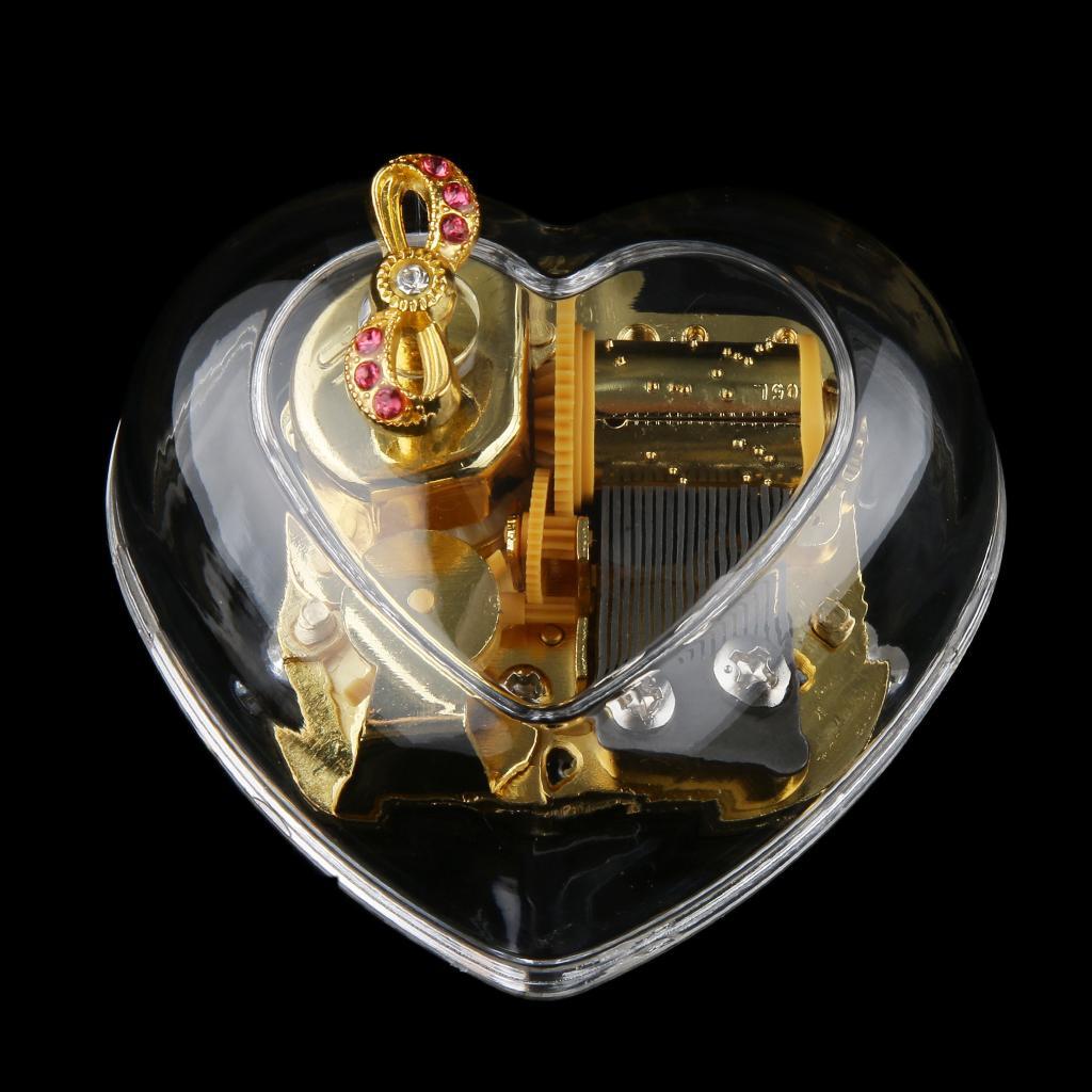 2pcs Acrylic Clockwork Music Box Melody Box Happy Birthday To You Tune Case Home Office Decoration