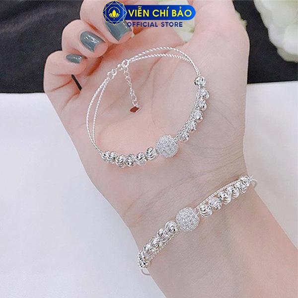 Lắc tay bạc nữ quả cầu pha lê bi, vòng tay nữ bạc S925 thời trang phụ kiện trang sức nữ Viễn Chí Bảo L400498