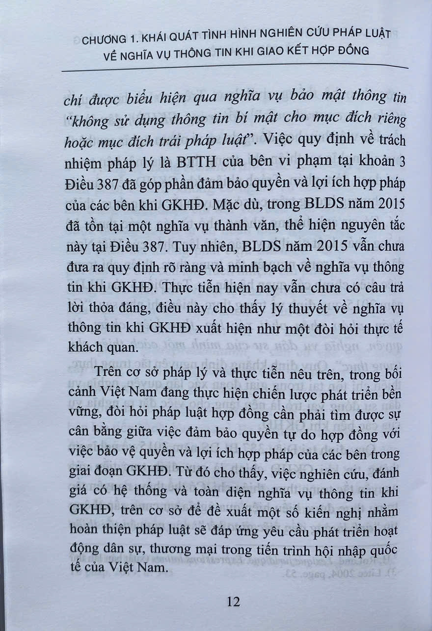 Pháp Luật Về Nghĩa Vụ Thông Tin Khi Giao Kết Hợp Đồng Ở Việt Nam Hiện Nay