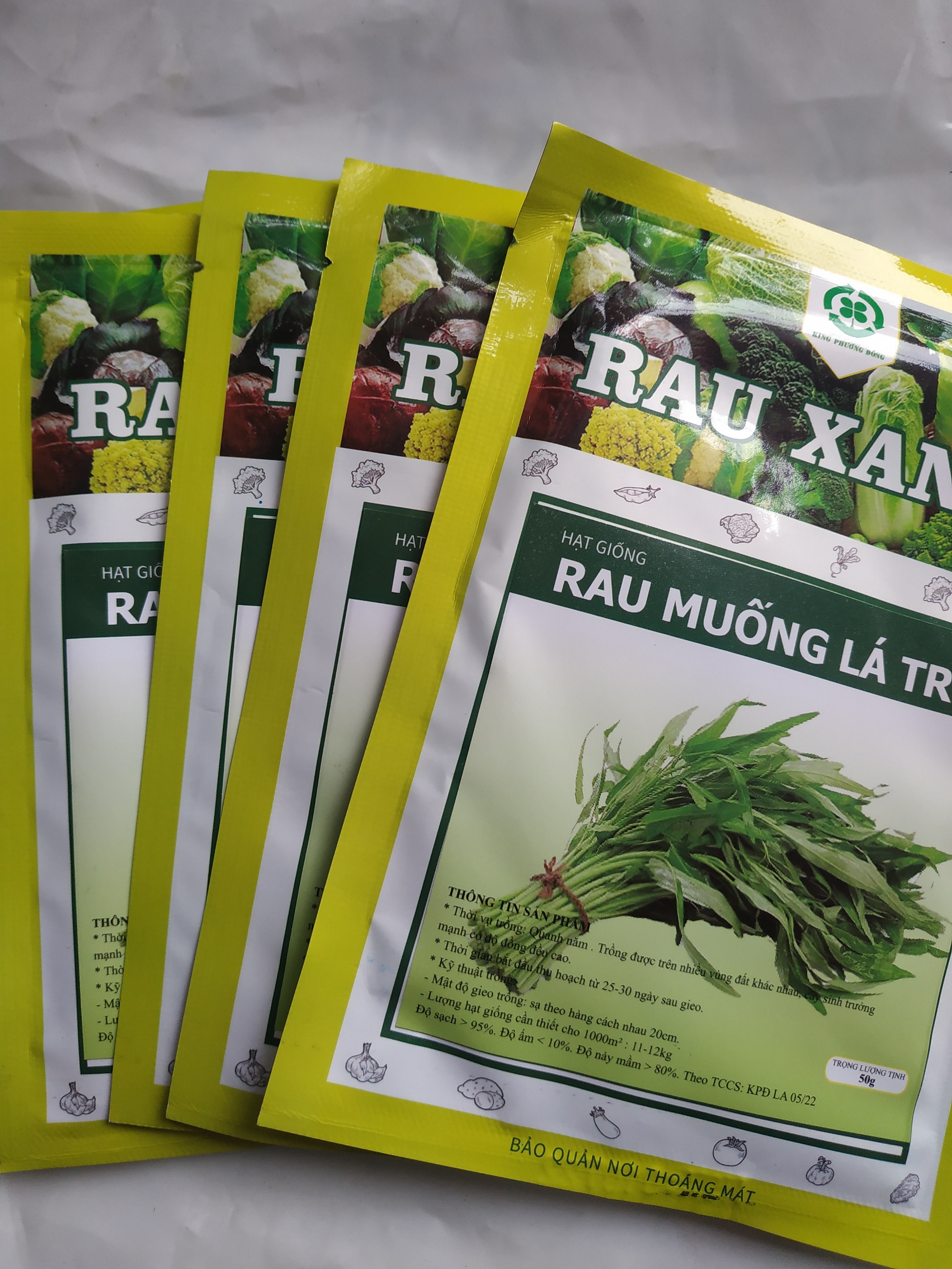 Combo 10 gói Hạt giống RAU MUỐNG LÁ TRE - gói 50 gram