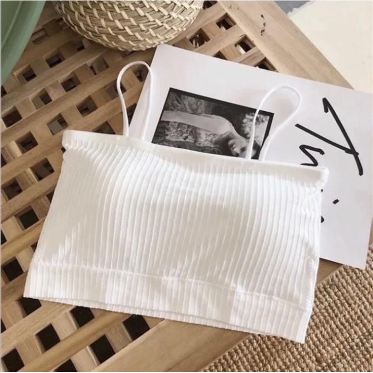 AO LÓT QUÂY, Áo Ngực Áo Bra Ống 2 Dây Cotton Gân Tăm Có Mút Ngực