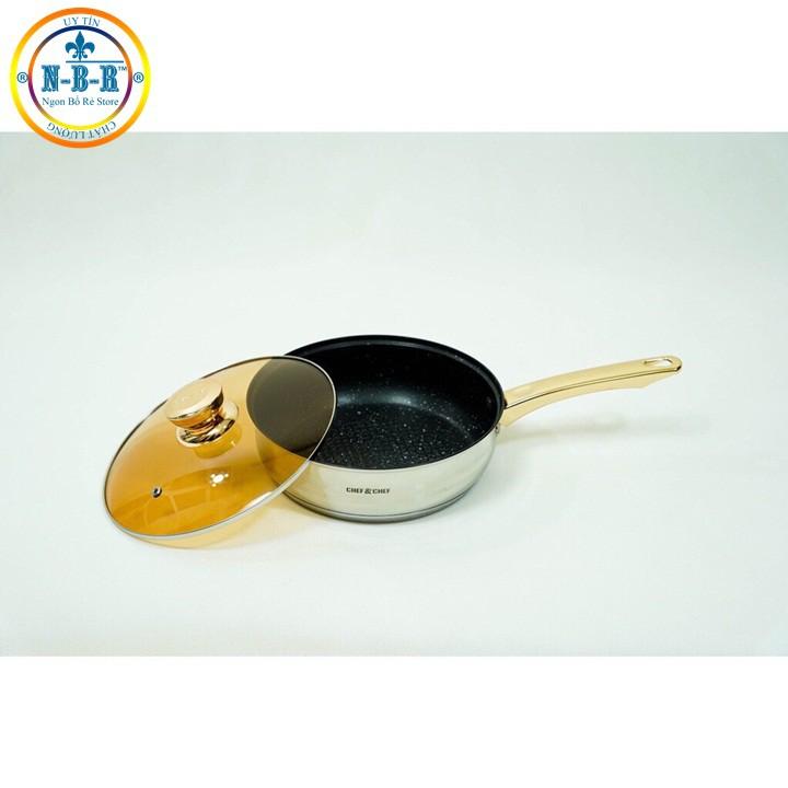 BỘ NỒI VÀ CHẢO 6 MÓN VUNG KÍNH CHEF&CHEF , 12 CHI TIẾT CÓ VUNG KÍNH