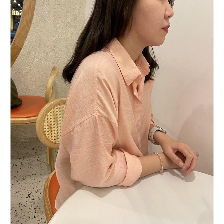 Áo sơ mi nữ voan tơ dáng vừa dài tay kiểu dáng basic nhiều màu sắc - donulatte.clothing Voan Tơ Shirt Freesize