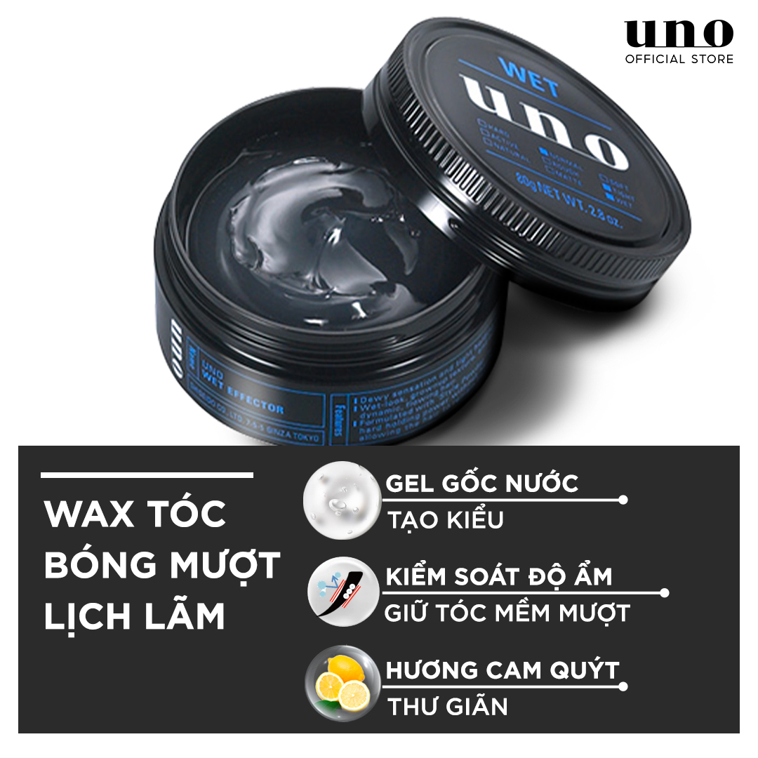 Sáp vuốt tóc tạo kiểu Bóng Mượt Lịch Lãm UNO Wet Effector 80g