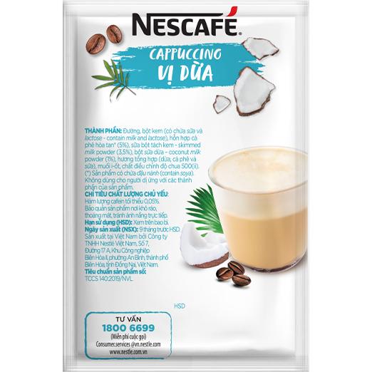 [Tặng 1 túi thời trang đa năng] Combo 2 hộp cà phê hòa tan Nescafé Cappuccino vị dừa bao bì mới (Hộp 10 gói x 20g)