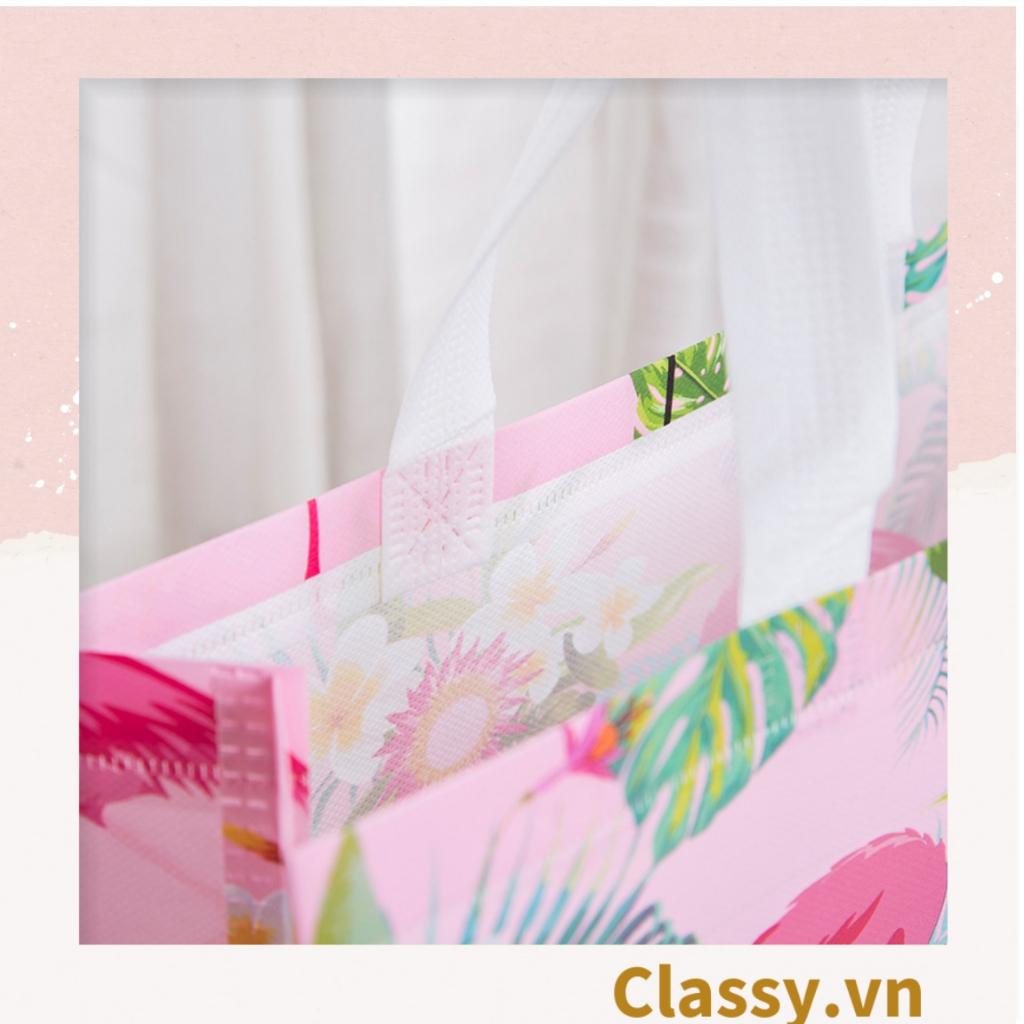 Túi Tote Classy size khổng lồ; chất liệu vải không dệt, hàng dầy chịu tải 40kg, in hình hồng hạc vintage T588