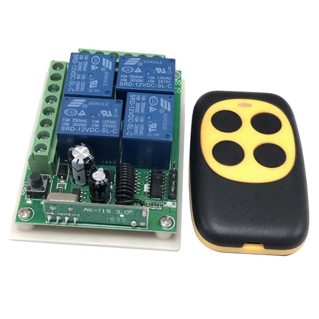Universal Wireless Remote Control Switch - 4CH Relay Receiver Module and RF Transmitter- Electronic Lock Control