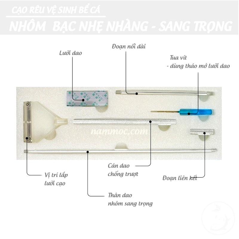 Cây Cạo Rêu Nhôm & Acrylic - Bản Rộng | Phụ Kiện Cạo Rêu, Vệ Sinh Bể Cá Cảnh, Bể Thuỷ Sinh