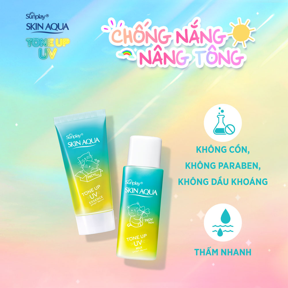 Sữa chống nắng nâng tông dành cho da dầu/hỗn hợp Sunplay Skin Aqua Tone Up UV Milk (Mint Green) (dành cho da sáng, có khuyết điểm đỏ) (50g)