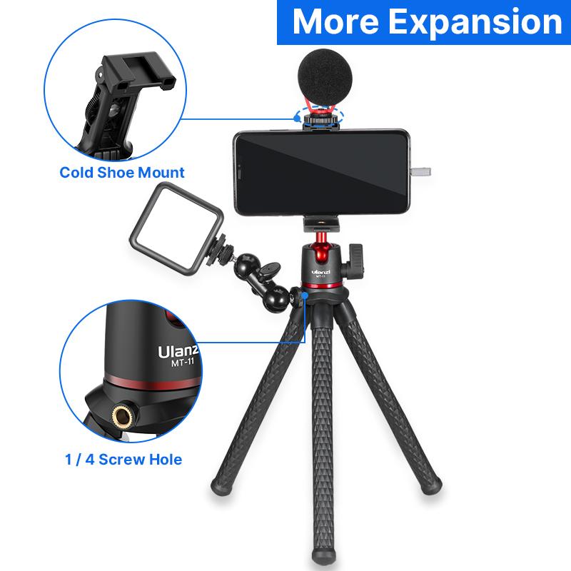 Ulanzi MT-11 Chân máy mini bạch tuộc linh hoạt cho điện thoại thông minh iPhone Máy ảnh DSLR SLR Gopro Vlog Chân máy ảnh tự sướng 2 trong 1 di động Màu sắc: Quà tặng từ xa