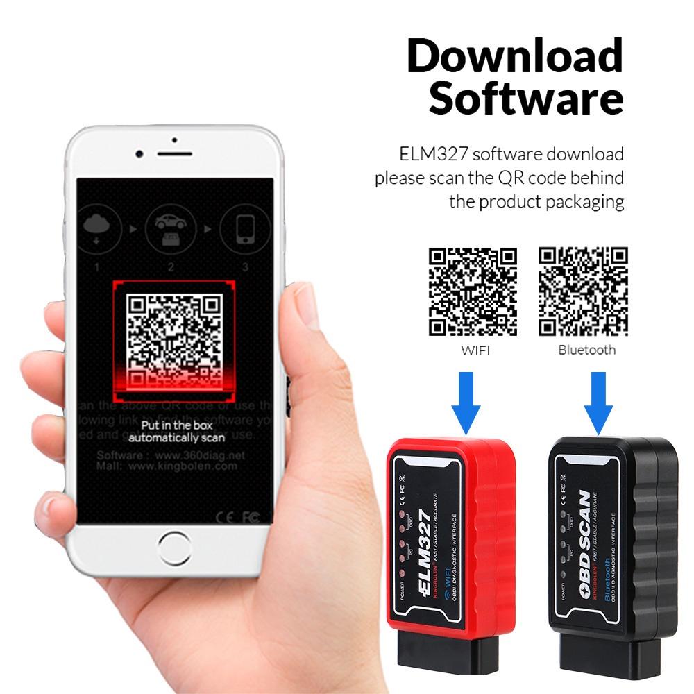 Bộ đọc mã quét chip PIC18F25K80 sửa Android/IOS chẩn đoán OBDII ELM 327 V 1.5 ICAR2 OBDSCAN ELM327 WiFiBluetooth V1.5