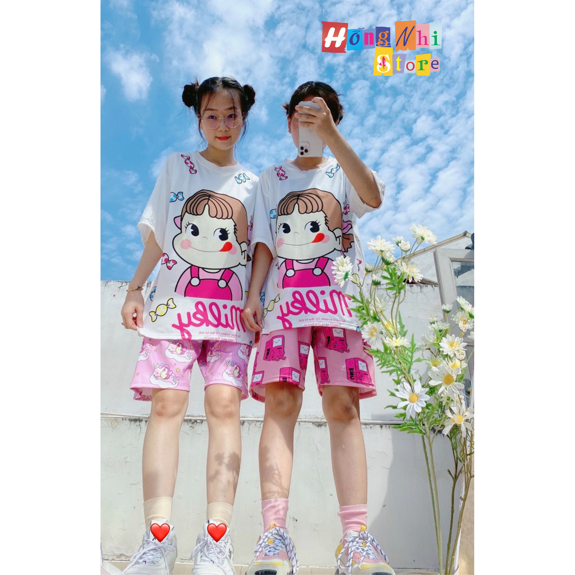Quần Short Cartoon Unisex Hình Hộp Hồng - Quần Đùi Hoạt Hình Siêu Cute - MM