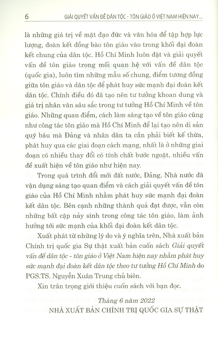Giải Quyết Vấn Đề Dân Tộc - Tôn Giáo Ở Việt Nam Hiện Nay Nhằm Phát Huy Sức Mạnh Đại Đoàn Kết Dân Tộc Theo Tư Tưởng Hồ Chí Minh (Sách chuyên khảo)