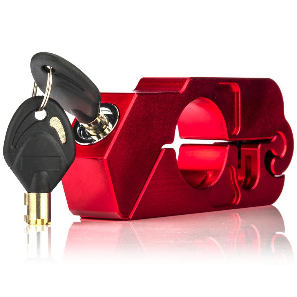 Red Motorcycle Lock Anti Theft Bicycle Handlebar Grip Lock for Scooters ATV Street Bike Dirt Bike Motorbike
