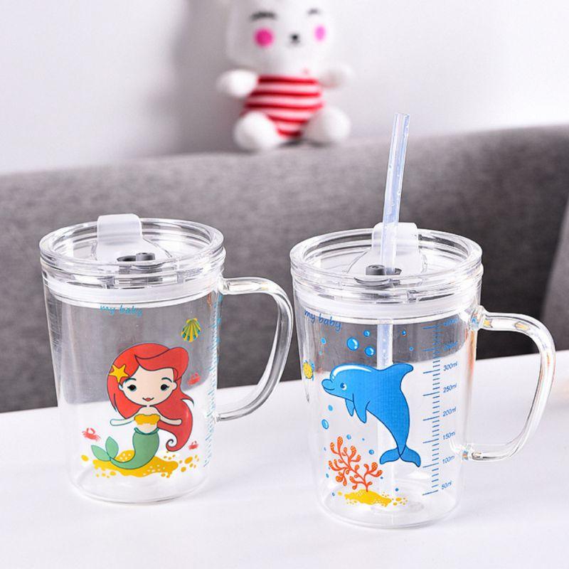 Quy Mô Cốc Uống Sữa Trẻ Em Bình Bú Có Ống Hút Rò Rỉ Chống Bền Cốc Hoạt Hình Cốc Nước Bình Với tay Cầm