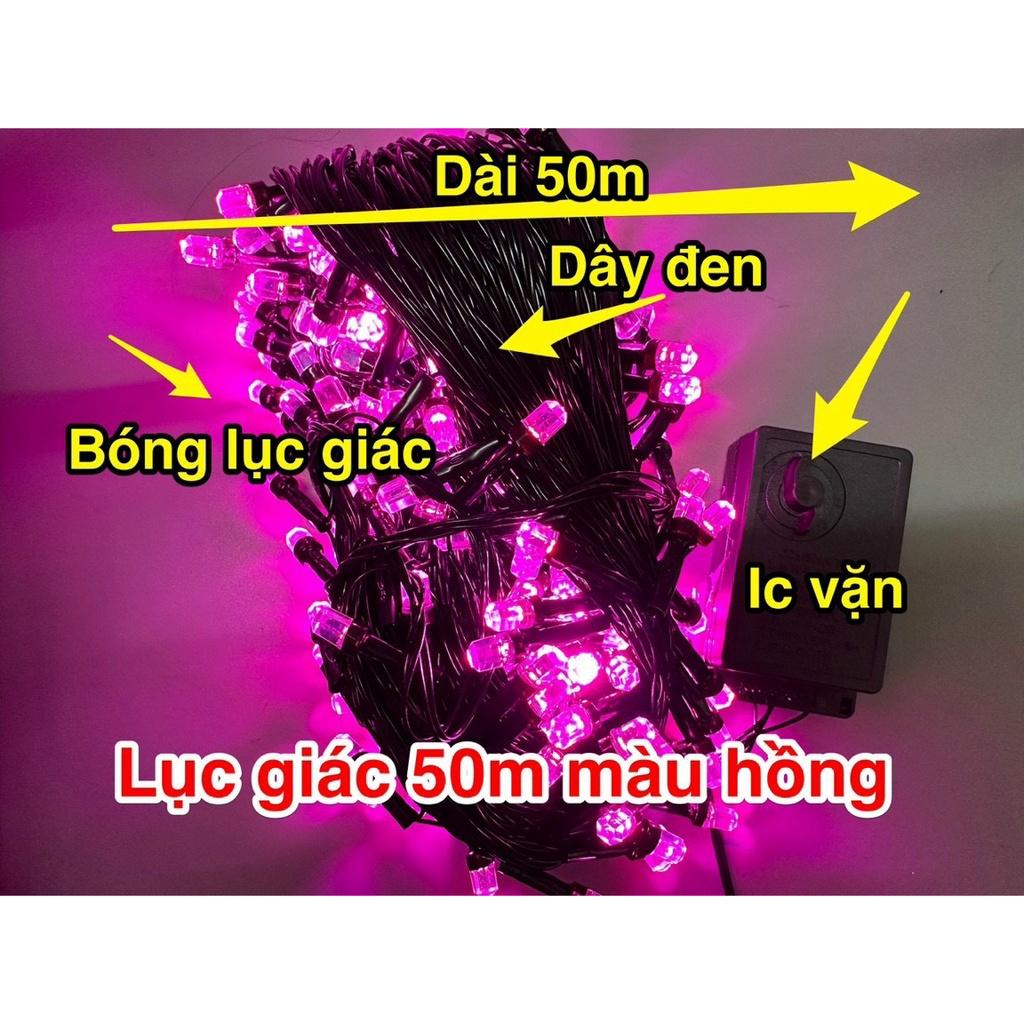 Dây đèn led chớp 50m điện 220V nhiều màu trang trí noel, trang trí ngoài trời, trang trí quán cà phê