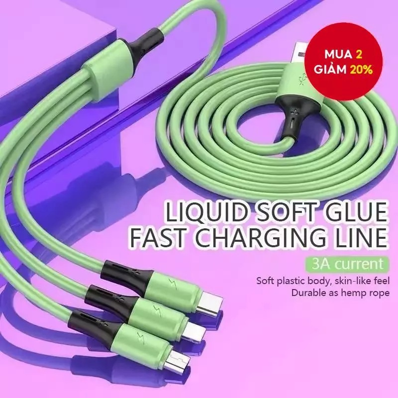 Cáp USB 3 đầu trong 1 Bộ sạc nhanh cho Android Type C micro usb lightning ios - miếng lót chuột