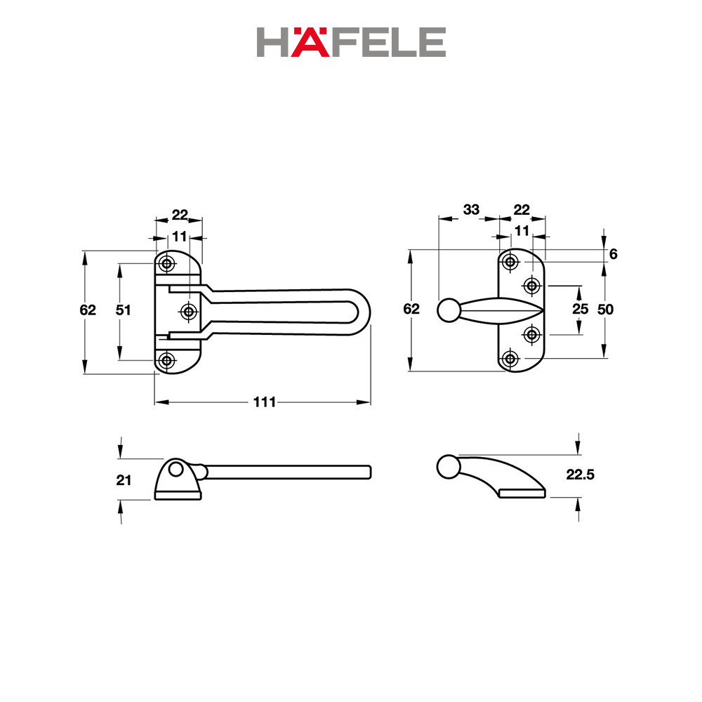 Chốt Cửa An Toàn Hafele - 489.15.001 (Hàng chính hãng)