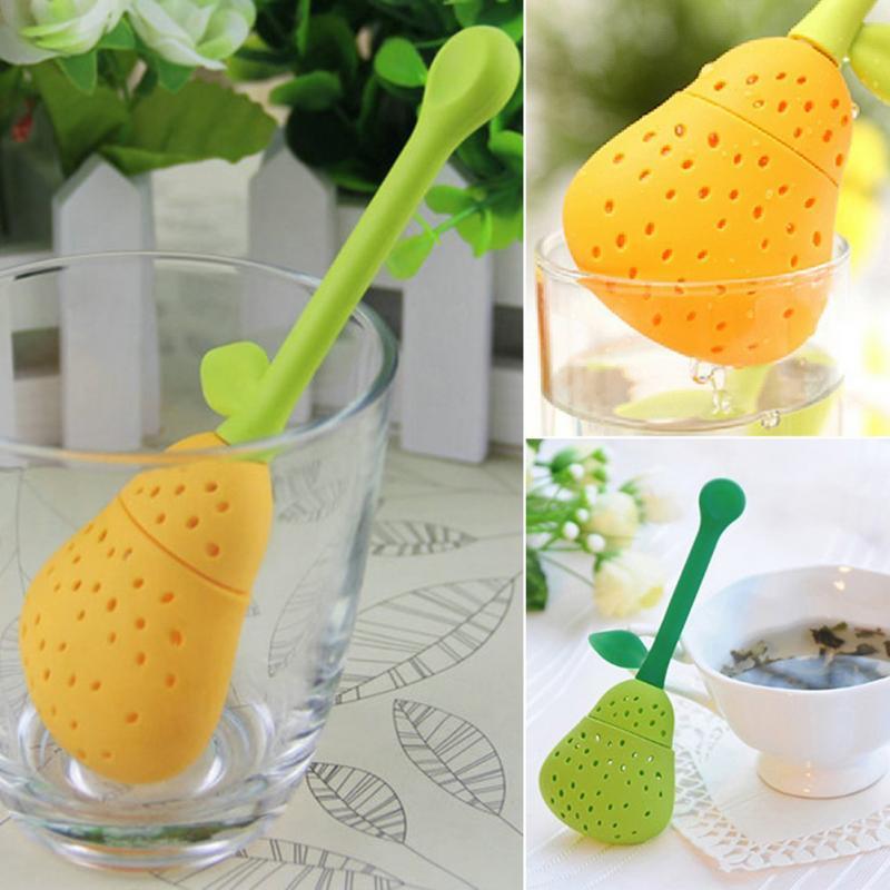 Hot Sales Tea Strainer Pear Shaped Silicone Perforated Tea Leaf Filter Infuser Spice Herbal Infuser Filter Tool Teaware