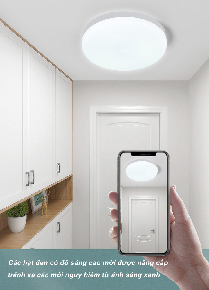 Bộ 2 Đèn LED Ốp Trần EURO LIGHT Cảm Biến Cơ Thể Người 24W 6500K - Home and Garden