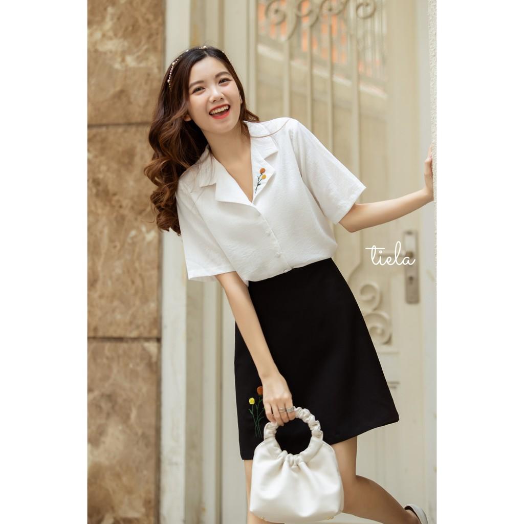Chân váy thêu hoa bi TIELA - Chân váy chữ A công sở - Hoa bi Skirt
