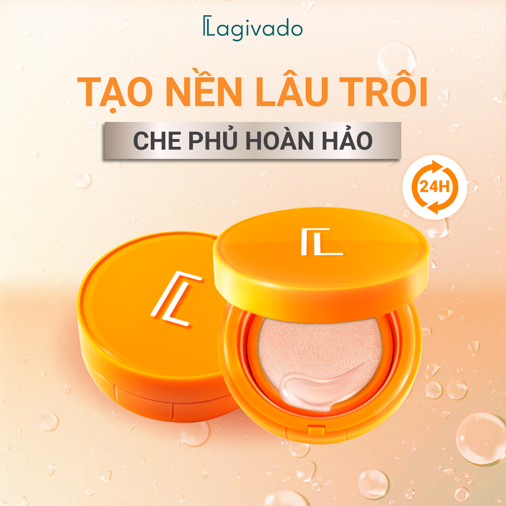 Phấn nước trang điểm Hàn Quốc che khuyết điểm, cho lớp nền trong suốt Lagivado Just Perfection Cushion Foundation – 2 tông màu 14g