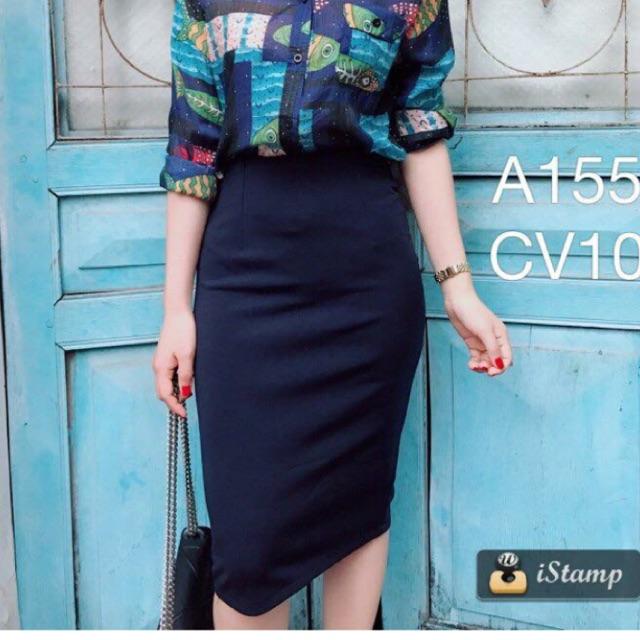 Chân váy bút chì sẻ sau thời trang công sở đủ màu